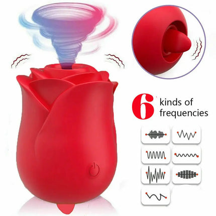 Rose shape vagina sucking vibrator G-spot pussy nipple sucker oral licking clitoris stimulation masturbating sex toys for women