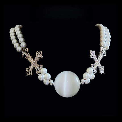 New BDSM Pearl Mouth Gag Exquisite Cat Eye Cross Choker Ball Gag For Women  Open-Mouth Bite Gag Adult SM Games Sex  Toys 18+