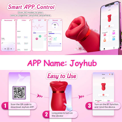 APP Bluetooth Control Mouth Vibrator Female Tongue Licking Breast Sucking Cunnilingus Flirting Vibrator Second Tide Masturbator