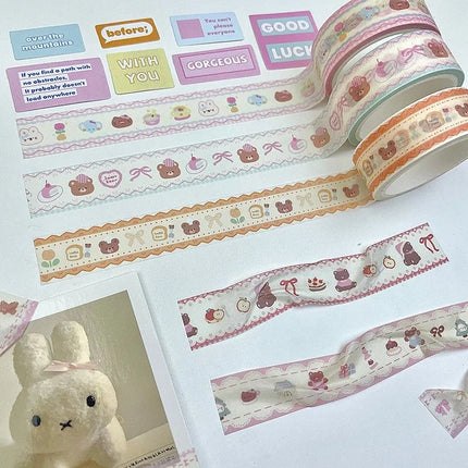 MINKYS 6pcs/lot Kawaii Decorative Tape Set Cute Bear Washi Tape Pack School Stationery