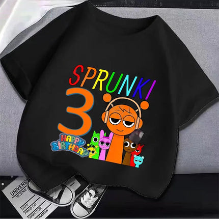 Sprunki Boys Girls 1-9 Years Birthday Children T-shirt Incredibox Cotton Kids Clothes Cute Cartoon Game Graphic Tops Party Gift