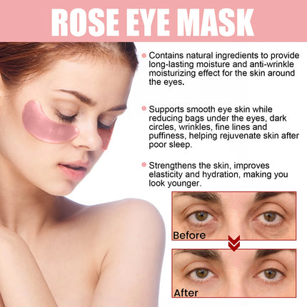 Pink Rose Eye Mask - Anti-Wrinkle & Dark Circle Treatment, Hydrating Under Eye Patches, Firming & Brightening Eye Care