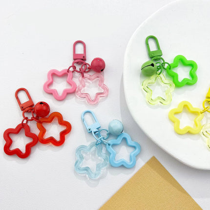 Acrylic Creative Cute Hollow Design Star Bell Keychain Pendant For Men Women Bag Charm Car Keychain Accessories Jewelry Gifts