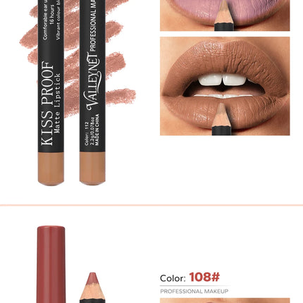 Thanksgiving/Christmas women's cosmetics gifts: 12 color matte velvet lipliner, natural&waterproof&easy to color lipstick pen.