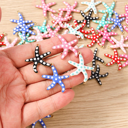 10pcs Cute Mix Marine Life Charms Enamel Starfish Lobster Crab Charms Pendants for Jewelry Making Necklaces Earrings DIY Gifts
