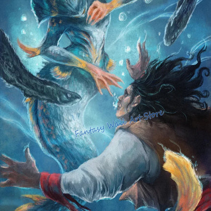 Mermaids and Mermen Myth Mysterious Deep Sea Fantasy Artwork Poster Vintage Mermaid Horro Poster Canvas Painting Wall Pictures