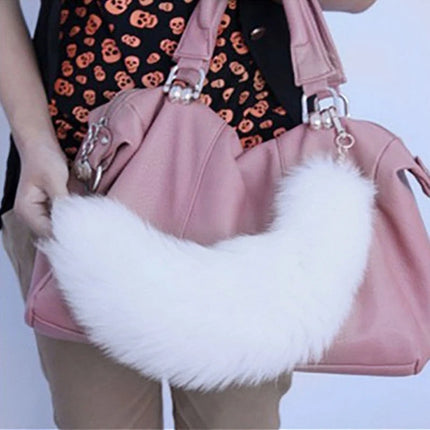 40cm Furry Animal Tails Keychain Gifts Cute Plush Fox Tail Keyrings for Women Bag Backpack Car Key Charms Wholesale