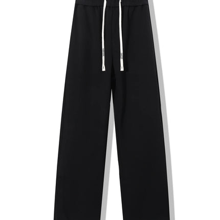 Streetwear Flared Joggers Sweatpants Men's Open Bottom Drawstring Elastic Waist Ankle Zip Up Athletic Lounge Pants Grey/Black