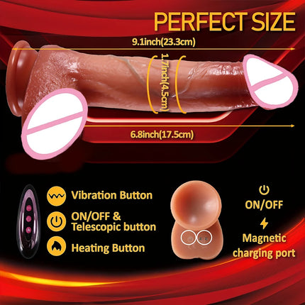 Dildo Realistic Thrusting Vibrating Dildo With Licking And Telescopic Function Ultimate G-Spot And Anal Stimulation Sex Toys 18+