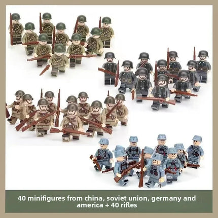 Building blocks World War II soldier figures, marine humanoid dolls educational toys mini figures birthday gifts cartoon figures