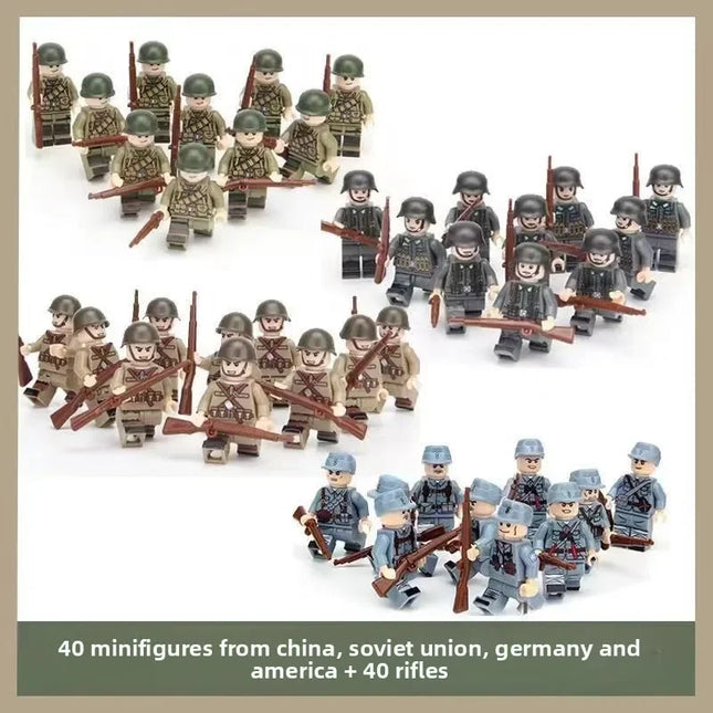 Building blocks World War II soldier figures, marine humanoid dolls educational toys mini figures birthday gifts cartoon figures