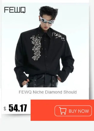 FEWQ Fashion Men's Shirts Turn-down Collar Long Sleeved Pattern Design Casual Single Breasted Loose Male Tops Spring 24K2996