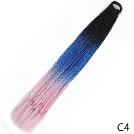 AZQUEEN Synthetic Gradient Color Dirty Braided Ponytail 60CM Elastic Rubber Band Braiding Pony Tail Hair Extensions For Girls