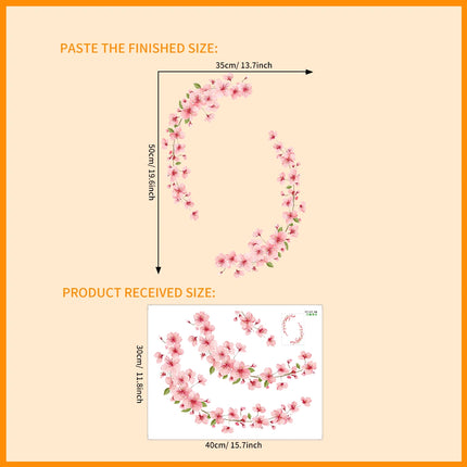 1PC Creative floral window stickers with cute peach blossom patterns, suitable for decorating living rooms, bedrooms, home furni