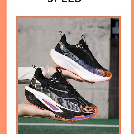 Unisex Carbon Board Running Shoes Professional Marathon Lightweight Bouncing Pad Breathable Ladies Stable Support Sports Shoes
