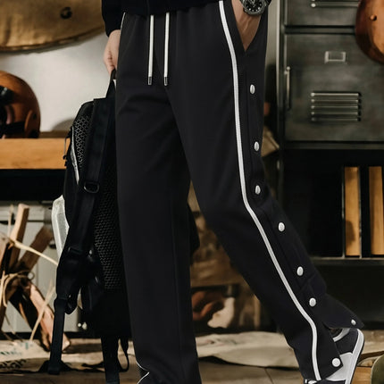 Men's Youth Tear Away Sweatpants Loose Fit Snap Button Athletic Jogger Basketball Pants with Pockets