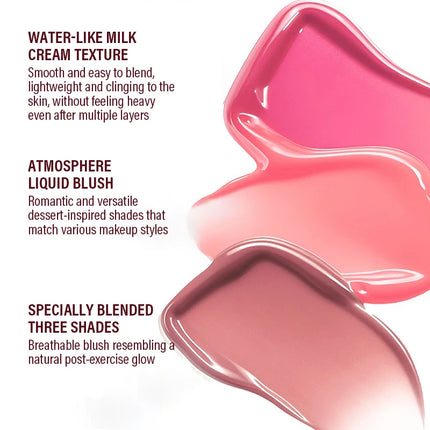 Cherry Red Liquid Blush Stick Creamy Cheek Tint Silky Matte Finish Longwear Hydration Brighten Contour Makeup Cosmetics
