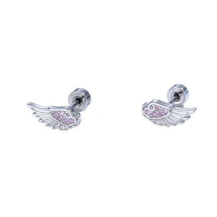 Fashion Silver Color Zircon Wing Stud Earrings for Women Luxury Shiny Crystal Geometric Personality Ear Bone Nail Jewelry Gifts