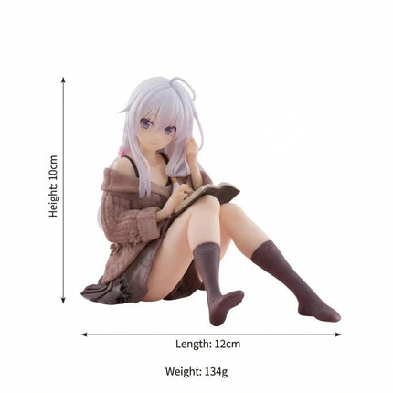 Wandering Witch: Elaina Figure, Casual Knitwear Sitting Pose Anime Figure, Collectible PVC Model Doll, Desktop Ornament Gift