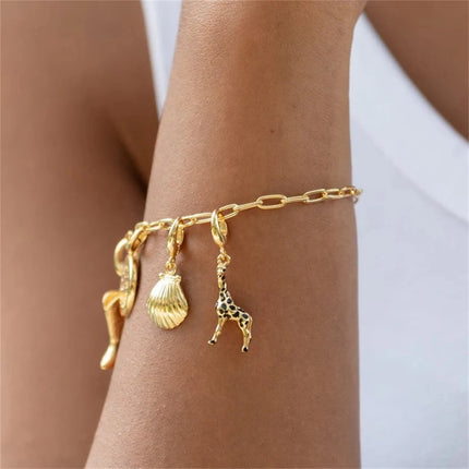 Animal Series Pendant Stainless Steel DIY Small Pendant Vacuum Plated 18K Gold Color-Preserving Accessory in Furnace