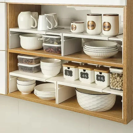 1/2pcs Kitchen Stretchable Cabinet Shelf Cupboard Separated Storage Rack Countertop Organizer Spice Organizer Shelf Save Space