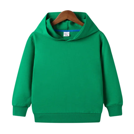Pure Cotton Children Blank Tops Printed Custom Hoodies Boys Girls Sweatshirts 2024 Spring Fall New Solid Color Hooded Sweatshirt