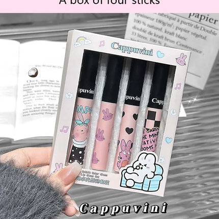 Four Color Happy Rabbit Water Gloss Lip Glaze Set Light and Smooth Texture Moisturizing Easy to Color Lip Gloss Lipstick