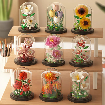 KNEW BUILT Eternal Rose Micro Mini Building Block Flower Toy-Ever-Blooming without Wither,Ideal Valentine's Day Gift for Girls