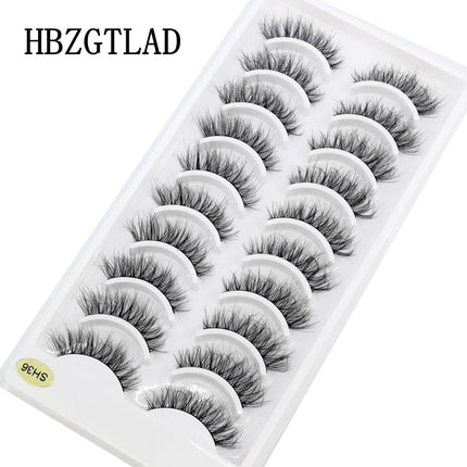10 Pairs Mink Fake Eyelashes Faux 3D Natural Long False Eyelashes 3d Mink Lashes Soft Fluffy Lashes Extension Makeup Kit Cilios
