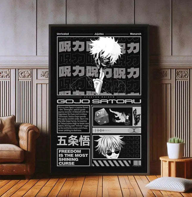 J-Jujutsu K-Kaisen Retro Canvas Poster Japan Anime Figure Itadori Yuji Gojo Satoru Fushiguro Toji Game Room Home Wall Decor Gift