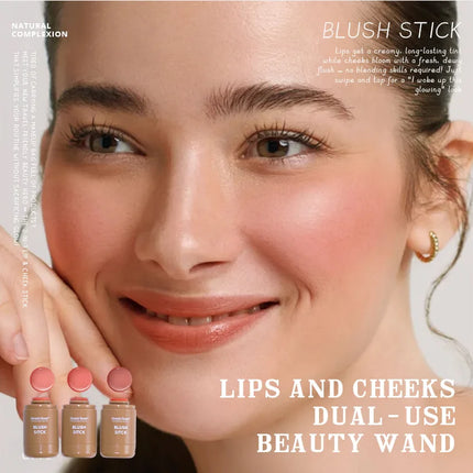 2-in-1 Cream Blush Stick - Waterproof Matte & Skin-Fusing, Long-Lasting Natural Red, Highly Pigmented & Easy Blend