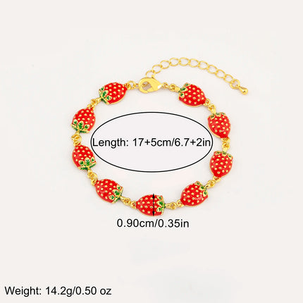 Nidin Fashion Sweet Strawberry/Mushroom/Cherry Drip Oil Delicate Bracelets For Women Girl Elegant Aesthetic Jewelry Accessories