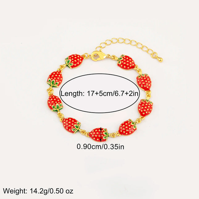Nidin Fashion Sweet Strawberry/Mushroom/Cherry Drip Oil Delicate Bracelets For Women Girl Elegant Aesthetic Jewelry Accessories