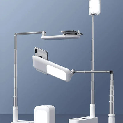 Multifunction PTZ Mobile Phone Live Dual Holder with 1000mAh Fill Light  Bluetooth Remote Control Retractable Shooting Stand