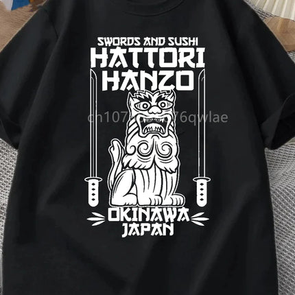 Hattori Hanzo RED Swords and Sushi Kill Bill Okinawa Japan tarantino T-Shirt Crew Neck Short Sleeves Loose Fashion Streetwear