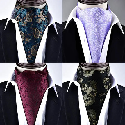 1 Piece Men's Scarf for Spring, Autumn, and Winter, Ascot Retro Floral British Fashion Suit Neck Scarf, Shirt Collar Scarf, Warm