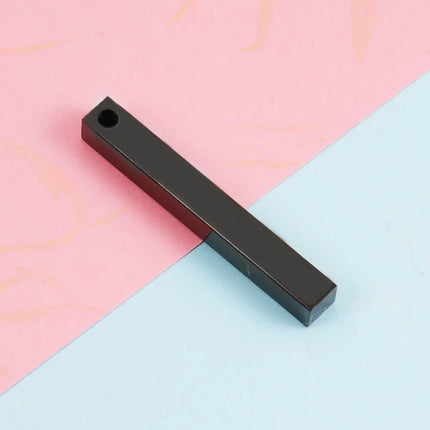 10Pcs/Lot Stainless Steel 3D Gold Color Stamping Bar Blank 5x40mm Long Square Pendant Charms for DIY Jewelry Making