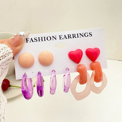 Green Butterfly Heart Dangle Earring Set for Girls Acrylic Gold Color Pearl Set Ear Rings 2023 New Fashion Jewelry Gifts