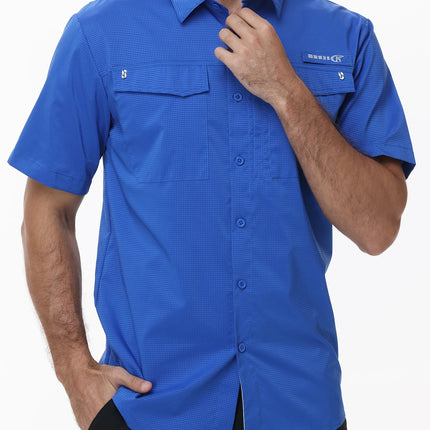 Men's Short Sleeve Shirts UPF 50+ Quick Dry Sun Protection Workout Cargo Shirts Breathable Hiking Fishing Shirts with Pockets