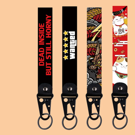 Lucky Cat Eagle Beak Keychain Motorcycles Girl Animation Short Lanyards Used in Phone Rope Badge Holder Accessories