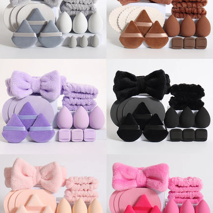 15 件套 Cosmetic Puff Makeup Sponge Blender Beauty Egg Foundation Sponges Puff Wash Face Headband Wristband Make up Accessories