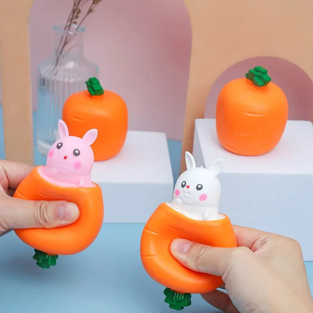 New Squeezing Carrot Rabbit Cup Toys Kids Stress Relief Pinch Toy Fidget Decompression Sensory Toy for Child Adult Baby Gift