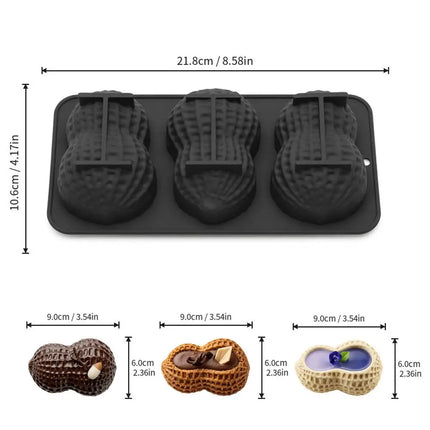 Premium Heat Resistant Peanut Shaped Silicone Mold, Reusable Non-Stick Tray for Home Kitchen Baking & Crafting Kitchen Gadgets