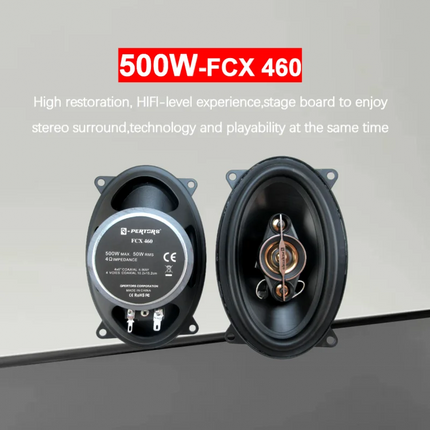A Pair of 4x6-Inch Coaxial Four-Way Car Audio Speakers, 500W Maximum Power, 50W RMS, High-Power Sound Quality, 4 Ohm Impedance
