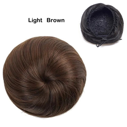 Adjustable Synthetic  Hair Scrunchie Straight Chignons Hair Bun Straight Drawstring Hair Ponytails Extensions