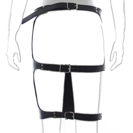 Thierry PU Leather Mooning Spanking Skirt with Straps Cosplay Adult Games for Women Erotic Mini Skirt for Sex Night Clubwear