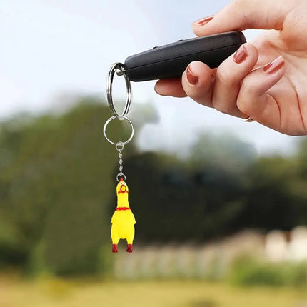 Yellow Shrilling Screaming Chicken Keychain Scream Chicken Voice Chicken Keychain Mini Rubber Squeeze Screaming Chick