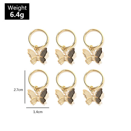 New 6Pcs Butterfly Star Pendant Hair Clip For Women Braid Trendy Metal Rings Western Style Accessories Girls Headdress Tocado