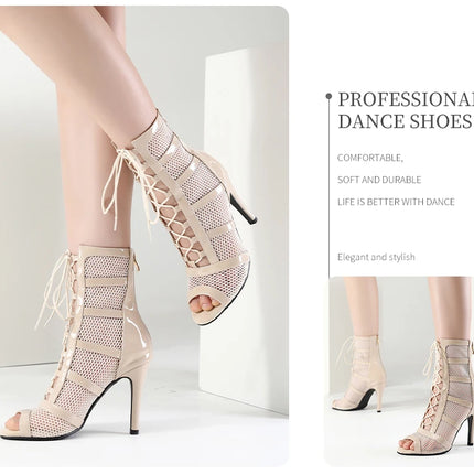 DKZSYIM Dance Boots Latin Women Ballroom Dance Shoes Ladies Girls Soft Soles Tango/Salsa Dance Shoes Sexy Thin Heel 7cm-11cm
