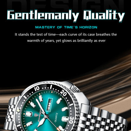 POEDAGAR Business Men Watch Date Week Waterproof Luminous Luxury Man Wristwatch Sports Stainless Steel Men's Quartz Watches Male